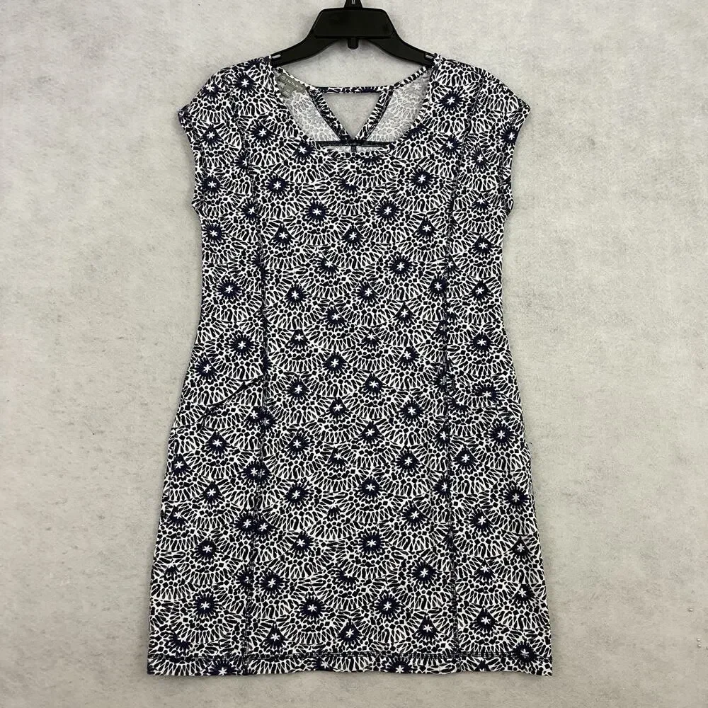 T By Talbots Womens Dress Floral Print Stretch Cotton Blend Blue White Size XS - Picture 7 of 13